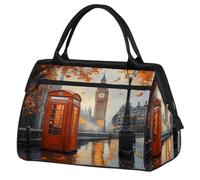 Mexpekil Sports Duffel Bag London Big Ben Phone Booth Gym Tote Bag Large Waterproof Travel Overnight Bags for Women Men Camping Dance Yoga Football Swimming
