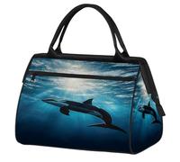 Mexpekil Sports Duffel Bag Turquoise Sea Killer Whale Orca Gym Tote Bag Large Waterproof Travel Overnight Bags for Women Men Camping Dance Yoga Football Swimming