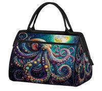 Mexpekil Sports Duffel Bag Vintage Octopus Colorful Tentacles Gym Tote Bag Large Waterproof Travel Overnight Bags for Women Men Camping Dance Yoga Football Swimming