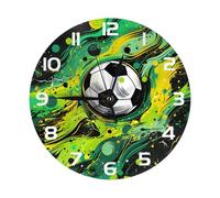 Mexpekil Sports Football Magic Black Silent Wall Clock Non Ticking 25cm Round Wall Clocks Battery Operated Modern Decorative Clock for Living Room Kitchen Bedroom Office