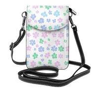 Mexpekil Spring Floral Dot Pattern Leather Cross Body Bag for Women Crossbody Phone Pouch Waterproof Mobile Phone Purse Wallet Small Ladies Handbags with Removable Strap