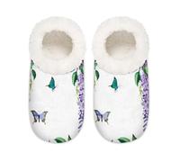 Mexpekil Spring Purple Wisteria Butterfly Women's Slippers Size 6-6.5 Soft Fuzzy House Slipper Non Slip Home Shoes for Women Men Ladies