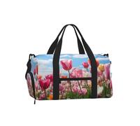 Mexpekil Spring Tulips Flower Gym Bag with Shoe Compartment Waterproof Duffel Bag Large Overnight Weekend Bags Travel Holdall for Women Men Teens