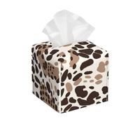 Mexpekil Square Tissue Box Cover Leopard Print Pattern PU Leather Waterproof Tissue Box Holder Facial Paper Tissue Cube for Car Bathroom Kitchen
