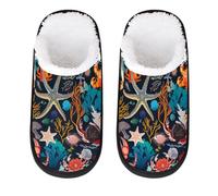 Mexpekil Starfish Crab Coral Fluffy Slippers for Women Men M