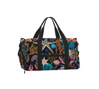 Mexpekil Starfish Crab Coral Gym Bag with Shoe Compartment Waterproof Duffel Bag Large Overnight Weekend Bags Travel Holdall for Women Men Teens