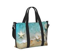 Mexpekil Starfish Shells Sea Travel Duffel Bag Waterproof Sports Gym Bag Large Weekend Overnight Bags for Women Men Foldable Carry On Luggage Tote Bag for Flight