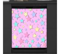 Mexpekil Stars Pink Background Dishwasher Magnet Cover 21x26Inch Decorative Dish Washer Sticker for Front Door Waterproof Kitchen Appliance Panel Magnetic Decal