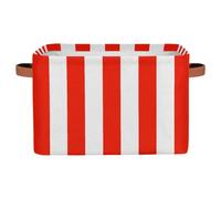 Mexpekil Storage Boxes for Shelves with Handle Collapsible Cube Storage Baskets Red White Striped Shelf Baskets Toy Storage Organiser for Home Nursery 1PC