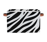 Mexpekil Storage Boxes for Shelves with Handle Collapsible Cube Storage Baskets Zebra Print Fabric Shelf Baskets Toy Storage Organiser for Home Nursery 1PC
