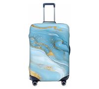 Mexpekil Suitcase Cover Llight Blu Gold Marble Elastic Luggage Covers Protector for Suitcases Universal Travel Trolley Case Cover S Fit 18-21 Inch Luggage