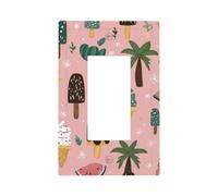 Mexpekil Summer Ice Cream Trees Light Switch Cover 1 Gang Single Rocker Outlet Cover Decorative Wall Plate for Home Office