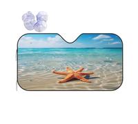 Mexpekil Summer Starfish Sea Beach Car Windshield Sunshade Foldable Front Window Sunshades Uv Block Heat Protection For Suv Van Truck Sun Visor Protector 130x70CM