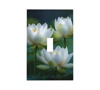 Mexpekil Summer White Lotus Light Switch Cover 1 Gang Single Toggle Outlet Cover Decorative Wall Plate for Home Office