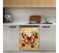 Mexpekil Sunflower Butterfly Music Note Dishwasher Magnet Cover 21x26Inch Decorative Dish Washer Sticker for Front Door Waterproof Kitchen Appliance Panel Magnetic Decal