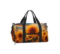 Mexpekil Sunflower Field Gym Bag with Shoe Compartment Waterproof Duffel Bag Large Overnight Weekend Bags Travel Holdall for Women Men Teens
