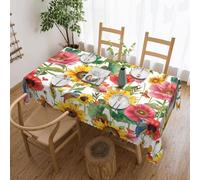 Mexpekil Sunflower Red Floral Table Cloth 137x183cm Wipeable Tablecloth Waterproof Stain Resistant Table Protector Decoration Rectangular Table Cover for Indoor Outdoor