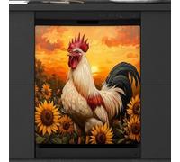 Mexpekil Sunflowers Chicken Dishwasher Magnet Cover 21x26Inch Decorative Dish Washer Sticker for Front Door Waterproof Kitchen Appliance Panel Magnetic Decal
