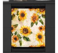 Mexpekil Sunflowers Letter Dishwasher Magnet Cover 21x26Inch Decorative Dish Washer Sticker for Front Door Waterproof Kitchen Appliance Panel Magnetic Decal
