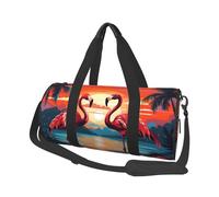 Mexpekil Sunset Flamingo Tree Foldable Gym Bag Carry On Travel Duffle Bags Waterproof Woman Men Hand Luggage Bag Large Weekend Overnight Bags for Sports Dance with Removable Strap