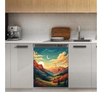 Mexpekil Sunset Mountain Nature Dishwasher Magnet Cover 21x26Inch Decorative Dish Washer Sticker for Front Door Waterproof Kitchen Appliance Panel Magnetic Decal