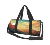 Mexpekil Sunset Mountain Nature Foldable Gym Bag Carry On Travel Duffle Bags Waterproof Woman Men Hand Luggage Bag Large Weekend Overnight Bags for Sports Dance with Removable Strap