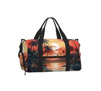Mexpekil Sunset River Palm Trees Gym Bag with Shoe Compartment Waterproof Duffel Bag Large Overnight Weekend Bags Travel Holdall for Women Men Teens