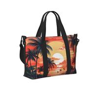 Mexpekil Sunset River Palm Trees Travel Duffel Bag Waterproof Sports Gym Bag Large Weekend Overnight Bags for Women Men Foldable Carry On Luggage Tote Bag for Flight