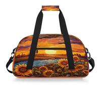 Mexpekil Sunset Sunflower Travel Gym Bag for Girls Boys Carry On Overnight Weekend Bags Waterproof Hand Luggage Bag for Sports Dance School Practice