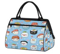 Mexpekil Sushi Pattern Cute Travel Duffel Bag Waterproof Gym Bag Carry On Weekend Overnight Bags Large Hand Luggage Tote Bags for Women Men Kids