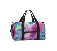 Mexpekil Swan Pink Wings Galaxy Gym Bag with Shoe Compartment Waterproof Duffel Bag Large Overnight Weekend Bags Travel Holdall for Women Men Teens