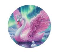 Mexpekil Swan Pink Wings Galaxy Mouse Pad with Non-Slip Rubber Base Gaming Mouse Mat Small Round Mousepad with Stitched Edg Desk Accessories for Working Gaming 8 Inch