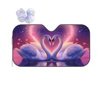 Mexpekil Swans Hearts Car Windscreen Sunshade 130x70cm Sun Visor for Cars Heat Protection Car Front Windshield Sunshade Foldable Sun Shield for SUV Van Truck