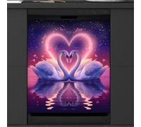 Mexpekil Swans Hearts Dishwasher Magnet Cover 21x26Inch Decorative Dish Washer Sticker for Front Door Waterproof Kitchen Appliance Panel Magnetic Decal
