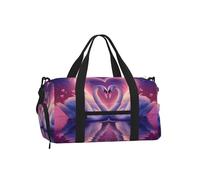 Mexpekil Swans Hearts Gym Bag with Shoe Compartment Waterproof Duffel Bag Large Overnight Weekend Bags Travel Holdall for Women Men Teens