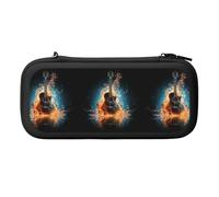 Mexpekil Switch Case Music Guitar in Water and Fire Switch Case Compatible with Switch OLED, 10 Game Cards Storage, Portable Hard Shell Travel Case