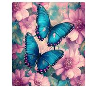 Mexpekil Teal Butterflies Pink Floral Dishwasher Magnet Cover | Reusable Dish Washer Covers Decorative Dishwasher Front Panel Magnetic Cover Sticker for Kitchen Appliances 21x26inch