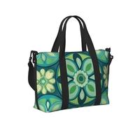 Mexpekil Teal Floral Retro Pattern Travel Duffel Bag Waterproof Sports Gym Bag Large Weekend Overnight Bags for Women Men Foldable Carry On Luggage Tote Bag for Flight