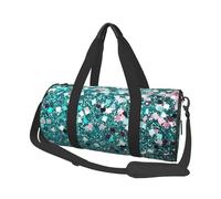 Mexpekil Teal Glitter Foldable Gym Bag Carry On Travel Duffle Bags Waterproof Woman Men Hand Luggage Bag Large Weekend Overnight Bags for Sports Dance with Removable Strap