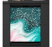Mexpekil Teal Glitter Marble Dishwasher Magnet Cover | 23x26inch Reusable Dish Washer Covers Decorative Dishwasher Front Panel Magnetic Cover Sticker for Kitchen Appliances