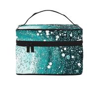 Mexpekil Teal Glitter Marble Makeup Bag Travel Cosmetic Bags Large Capacity Make Up Organiser Storage Bag Portable Toiletry Bags for Women Girls