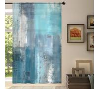 Mexpekil Teal Turquoise Art Texture Voile Curtains 78 Drop, Semi Sheer Curtains for Living Room Bedroom Home Kitchen, 55 inches Wide, 1 Panel