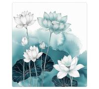 Mexpekil Teal White Lotus Fowers Dishwasher Magnet Cover | Reusable Dish Washer Covers Decorative Dishwasher Front Panel Magnetic Cover Sticker for Kitchen Appliances 21x26inch