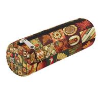 Mexpekil Thanksgiving Turkey Cube Element Pencil Case School Supplies Pouch Bag for Girls Boys Teenagers, Women Makeup Brush Bag