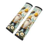 Mexpekil Three Cute Bee Gnome Daisy Seat Belt Pads 2 Pack Seatbelt Covers Soft Car Automotive Seat Belt Padding Cushion Shoulder Strap for Kids Adults