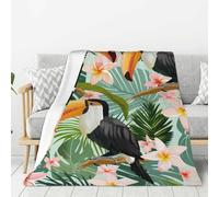 Mexpekil Throw Blanket Sofa Throw Fluffy Soft Warm Versatile Fleece Blanket Palm Leaf Flower Toucan Blanket Throws for Sofas Large 40"x30"