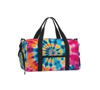 Mexpekil Tie-Dye Rainbow Gym Bag with Shoe Compartment Waterproof Duffel Bag Large Overnight Weekend Bags Travel Holdall for Women Men Teens