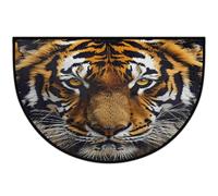 Mexpekil Tiger Face Half Moon Door Mat Indoor Outdoor Non Slip Floor Mat Washable Half Circle Doormats Absorbent Dirt Trapper Half Round Rugs for Entrance 61x91cm