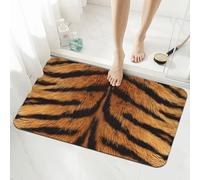 Mexpekil Tiger Skin Bath Mat 40 x 60 cm Absorbent Bathroom Mat Non Slip Anti Mould Shower Mat Bathroom Accessory Washable Rugs for Bathroom Kitchen Entrance
