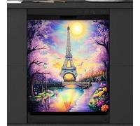 Mexpekil Tower Paris Psychedelic Colorful Dishwasher Magnet Cover 21x26Inch Decorative Dish Washer Sticker for Front Door Waterproof Kitchen Appliance Panel Magnetic Decal